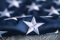 White Star on textile American Flag or United States of America national flag background, close up Royalty Free Stock Photo