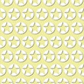 White stars icon on pale green background, seamless pattern. Paper cut style with drop shadows Royalty Free Stock Photo