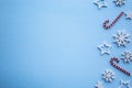 Christmas background.Snowflakes and stars blue background. Royalty Free Stock Photo
