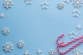 Christmas background.Snowflakes and stars blue background. Royalty Free Stock Photo