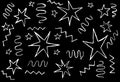 White stars, waves, and zigzags are drawn in white on a black background