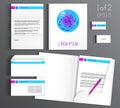 White stationery template design with blue round element. Docume Royalty Free Stock Photo