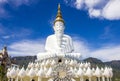 The white statue of five Lord Buddha