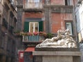 The God`s Nilo statue in the historical center of Naples in Italy.