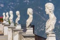 White statues decorate a Terrace of Infinity in Villa Cimbrone above the sea in Ravello, Amalfi Coast, Italy