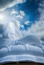 White statute of buddha against the sky background