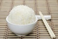 White steamed rice in ceramic bowl