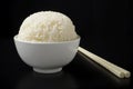 White steamed rice in ceramic bowl