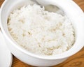 White steamed rice in white ceramic bowl Royalty Free Stock Photo