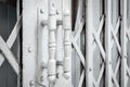 White steel door handles of the old sliding door Royalty Free Stock Photo