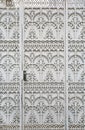 White steel fence of metal door with thai style pattern Royalty Free Stock Photo