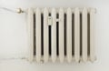 White vintage heater on the white wall Royalty Free Stock Photo