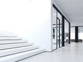 White steps in bright office. 3d rendering Royalty Free Stock Photo