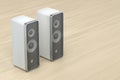 White stereo computer speakers