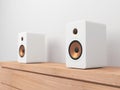 White stereo Speakers on shel Royalty Free Stock Photo