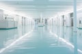 white, sterile empty industrial area polished epoxy floor, Generative Ai