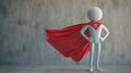 A white stick figure as superhero with red cape