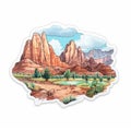 Badlands Watercolor Sticker Of Zion National Park