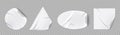 White stickers with curl corners and wrinkles