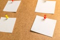 White stickers for notes on a cardboard background