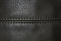 White stitched seam on black leather Royalty Free Stock Photo