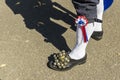 Feet of an English Morris Dancer performing as part of traditional Rushcart festival.