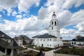 White stone bell tower of the assumption monastery, Russia