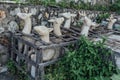 White stone carving deer sculptures in wood structure at Kek Lok Si Temple at George Town. Panang, Malaysia Royalty Free Stock Photo