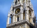 Zagreb, Croatia, Cathedral. white stone tower and clock detail Royalty Free Stock Photo