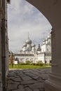 White stone churches of the Rostov Kremlin, Russia Royalty Free Stock Photo