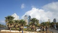 White stone and glass concrete embankment Tel Aviv. Royalty Free Stock Photo