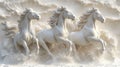 white stone horses on the wall, marble background Royalty Free Stock Photo