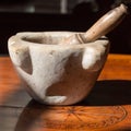 White Stone Mortar and wooden pestle Royalty Free Stock Photo