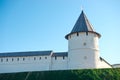 White stone protective South-West tower of the Kazan Kremlin. Royalty Free Stock Photo
