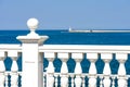 White stone railing, sea view Royalty Free Stock Photo