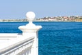 White stone railing sea view Royalty Free Stock Photo