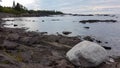 White Stone on the rocky coastline of the Lake Superior Royalty Free Stock Photo