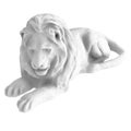 A white stone statue of a lying lion on an isolated background. 3d rendering