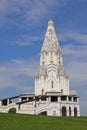 White stone tent-roofed Church of the Ascension in Kolomenskoye Park, Moscow, May 2021