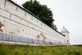 White stone wall of Russian monastery