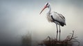 Fantasy Stork: Hyper-realistic Wildlife Photography With Varied Brushwork Techniques