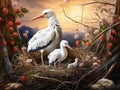 White stork nest