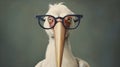 Nerdcore Stork: A Photorealistic Portrait Of A Spectacled Bird