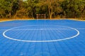 White Straight , circle line and red football goal on Futsal field Royalty Free Stock Photo