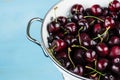 White strainer with cherries Royalty Free Stock Photo