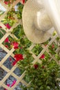 A white straw hat and beautiful weaving flowers