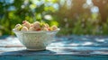 white strawberries in a white bowl on the table. Selective focus Royalty Free Stock Photo
