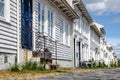 White Street. Facades of white wooden houses.