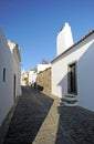 White street of Monsaraz at sunset, Portugal, southern Europe Royalty Free Stock Photo