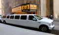 White Stretch Limo On Broadway Royalty Free Stock Photo